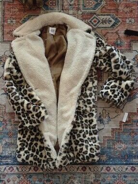 Gap Faux Fur Leopard Print Jacket